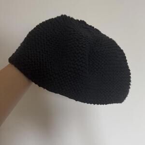 Dark blue navy black knit beanie toque, skullcap winter hats skullcap beret